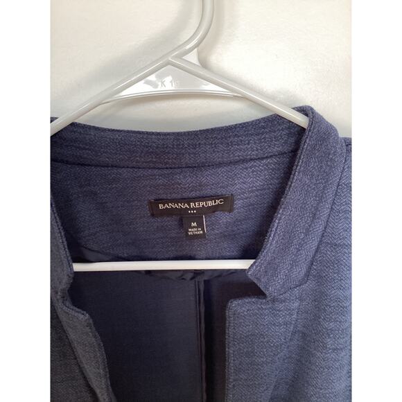 Banana Republic Women's Herringbone Button Front Blazer Jacket Blue Size Medium - Picture 4 of 9